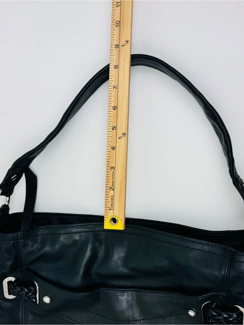 B. Makowsky Black Leather Hobo Bag with silver hardware. Soft, supple leather.